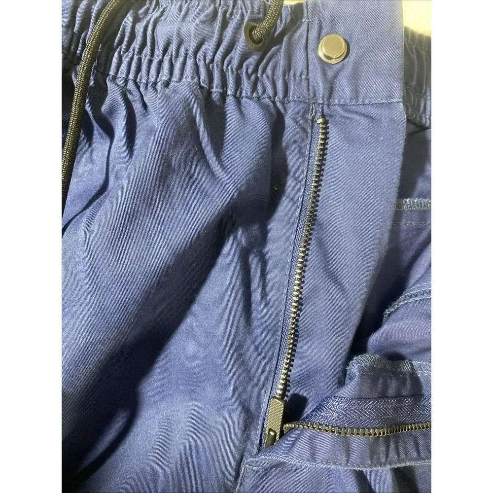 Nike Blue Jogger Pants Men's Medium Elastic Waist Cuffed Ankle Logo Zip‎ Fly